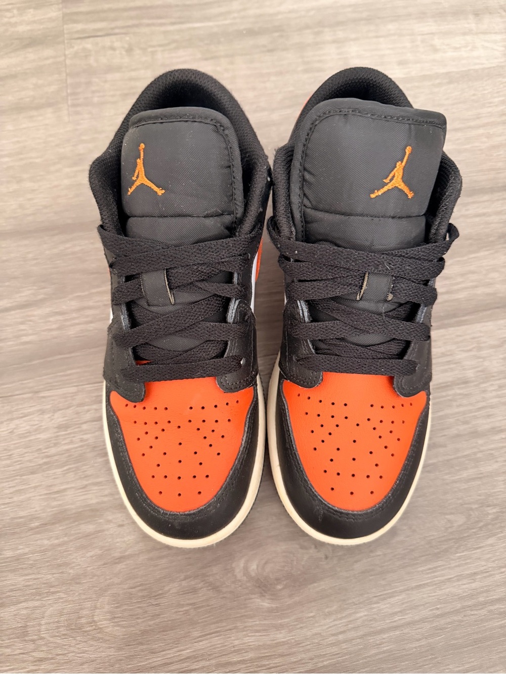 Nike Air Jordan 1 Low Top Sneakers - Black & Orange Big Kids Size 4Y